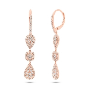 0.99Ct 14k Rose Gold Diamond Earrings - All