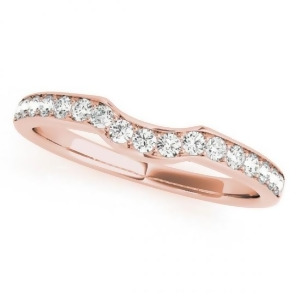 Diamond Curved Wedding Band 14k Rose Gold 0.26ct - All