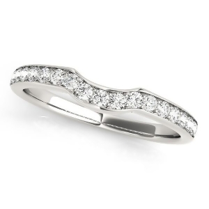 Diamond Curved Wedding Band 18k White Gold 0.26ct - All