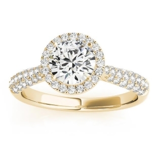 Diamond Halo Pave Sidestone Accented Engagement Ring 14k Yellow Gold 0.33ct - All