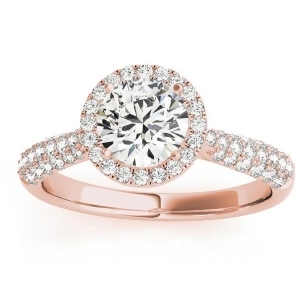 Diamond Halo Pave Sidestone Accented Engagement Ring 14k Rose Gold 0.33ct - All