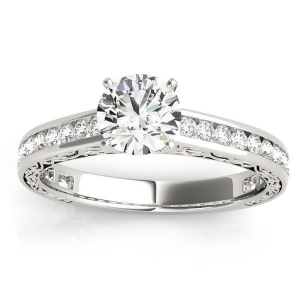 Diamond Channel Set Engagement Ring 18k White Gold 0.42ct - All
