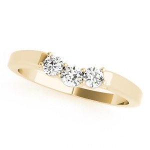 Diamond Curved Three Stone Wedding Band 18k Yellow Gold 0.24ct - All