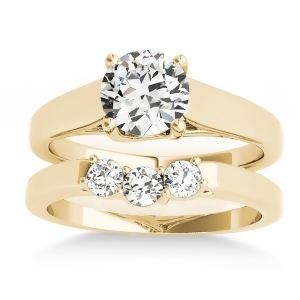 Lucida Solitaire Cathedral Bridal Set 14k Yellow Gold 0.24ct - All