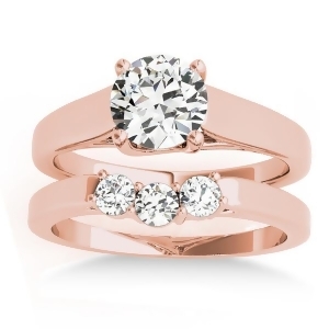 Lucida Solitaire Cathedral Bridal Set 14k Rose Gold 0.24ct - All