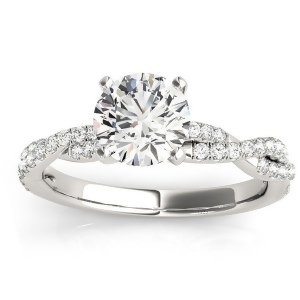 Diamond Twist Sidestone Accented Engagement Ring 14k White Gold 0.19ct - All