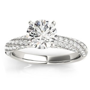 Diamond Twisted Pave Three-Row Engagement Ring 14k White Gold 0.52ct - All