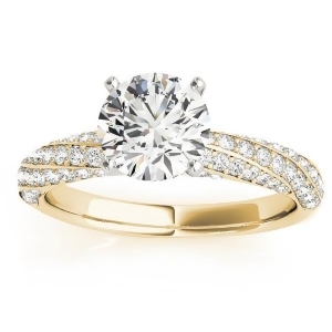 Diamond Twisted Pave Three-Row Engagement Ring 14k Yellow Gold 0.52ct - All