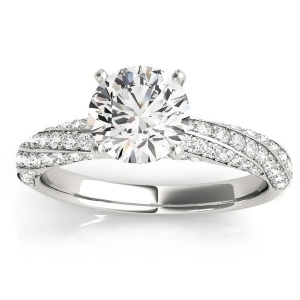 Diamond Twisted Pave Three-Row Engagement Ring Palladium 0.52ct - All