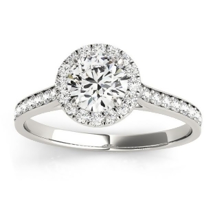 Diamond Halo Engagement Ring 18k White Gold 0.29ct - All