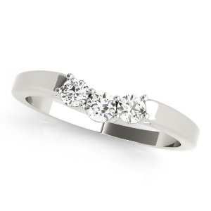 Diamond Curved Three Stone Wedding Band 14k White Gold 0.24ct - All