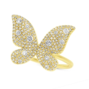 0.72Ct 14k Yellow Gold Diamond Butterfly Lady's Ring - All