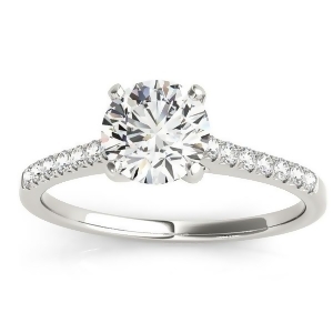 Diamond Single Row Engagement Ring 14k White Gold 0.11ct - All