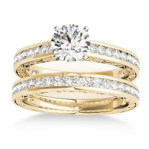 Diamond Twisted Bridal Set 14k Yellow Gold 0.87ct - All
