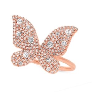 0.72Ct 14k Rose Gold Diamond Butterfly Lady's Ring - All