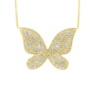 0.69Ct 14k Yellow Gold Diamond Butterfly Necklace - All