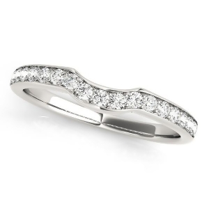 Diamond Curved Wedding Band 14k White Gold 0.26ct - All