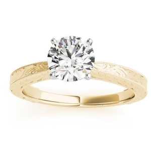Floral Solitaire Engagement Ring 14k Yellow Gold - All