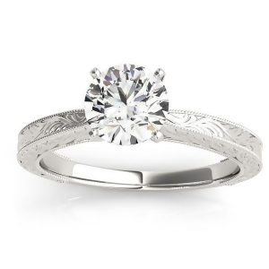 Floral Solitaire Engagement Ring 18k White Gold - All