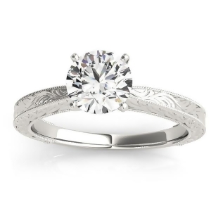 Floral Solitaire Engagement Ring Platinum - All