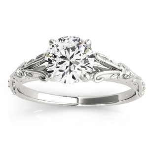 Diamond Antique Style Engagement Ring 14k White Gold 0.03ct - All