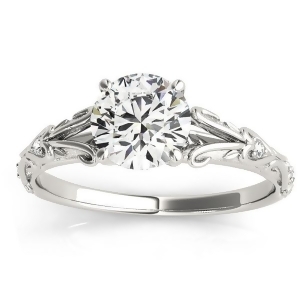 Diamond Antique Style Engagement Ring 18k White Gold 0.03ct - All