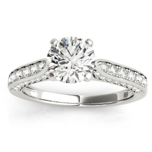Diamond Sidestone Accented Engagement Ring 14k White Gold 0.50ct - All