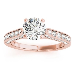Diamond Sidestone Accented Engagement Ring 14k Rose Gold 0.50ct - All