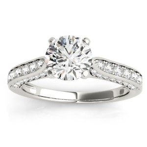 Diamond Sidestone Accented Engagement Ring 18k White Gold 0.50ct - All