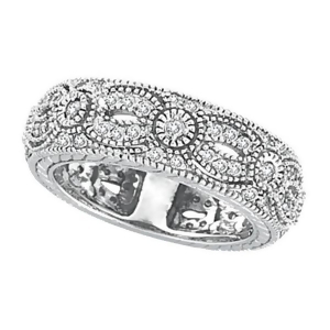 Antique Style Eternity Band 14k White Gold 0.80 ctw - All