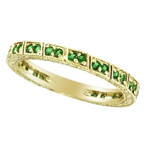Emerald Stackable Ring Band 14k Yellow Gold - All