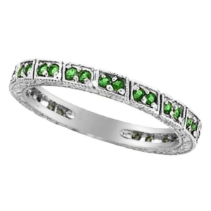 Emerald Stackable Ring Band 14k White Gold - All