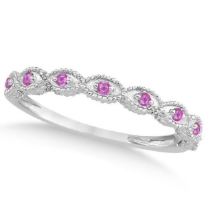 Antique Marquise Pink Sapphire Wedding Ring Platinum 0.18ct - All