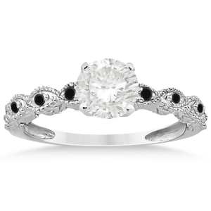 Petite Marquise Black Diamond Engagement Ring Palladium 0.10ct - All