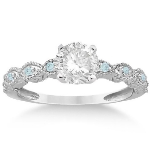 Vintage Marquise Aquamarine Engagement Ring Platinum 0.18ct - All