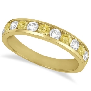 White and Yellow Diamond Channel-Set Ring 14k Yellow Gold 1.05ctw - All