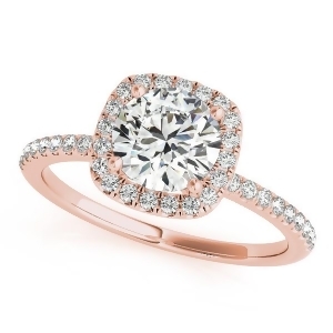 Square Halo Round Diamond Engagement Ring 14k Rose Gold 1.75ct - All