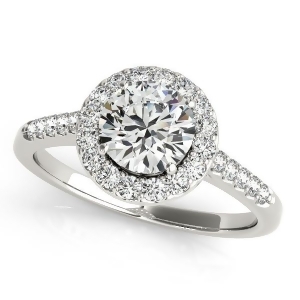 Halo Round Diamond Engagement Ring 14k White Gold 1.38ct - All