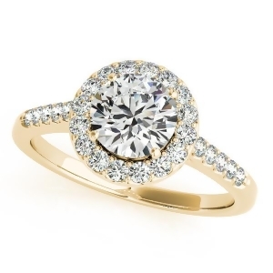 Halo Round Diamond Engagement Ring 14k Yellow Gold 1.38ct - All
