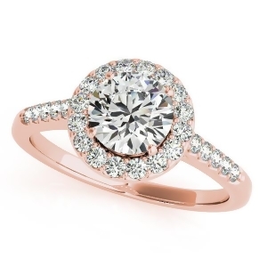Halo Round Diamond Engagement Ring 14k Rose Gold 1.38ct - All