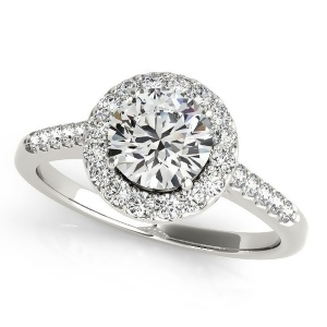 Halo Round Diamond Engagement Ring Platinum 1.38ct - All
