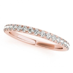 Diamond Curved Prong Wedding Band 14k Rose Gold 0.24ct - All