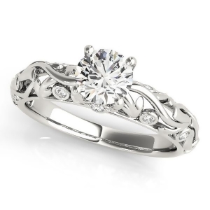 Diamond Antique Style Engagement Ring 14k White Gold 0.68ct - All