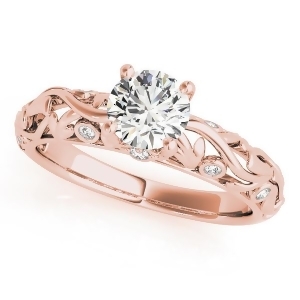 Diamond Antique Style Engagement Ring 14k Rose Gold 0.68ct - All