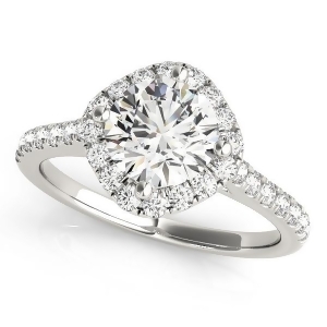 Diamond East West Halo Engagement Ring 14k White Gold 0.96ct - All