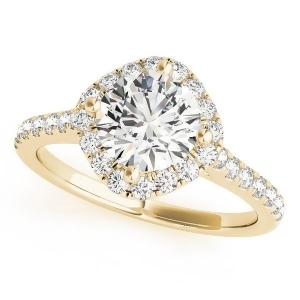 Diamond East West Halo Engagement Ring 14k Yellow Gold 0.96ct - All
