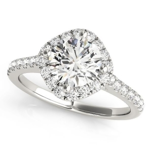 Diamond East West Halo Engagement Ring 18k White Gold 0.96ct - All