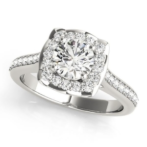 Diamond Halo Floral Engagement Ring 14k White Gold 1.32ct - All