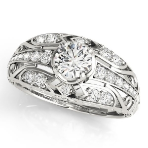 Diamond Art Deco Engagement Ring 18k White Gold 0.73ct - All