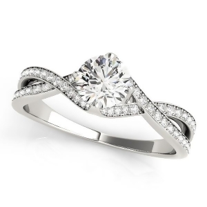 Diamond Bypass Twisted Engagement Ring 14k White Gold 0.68ct - All